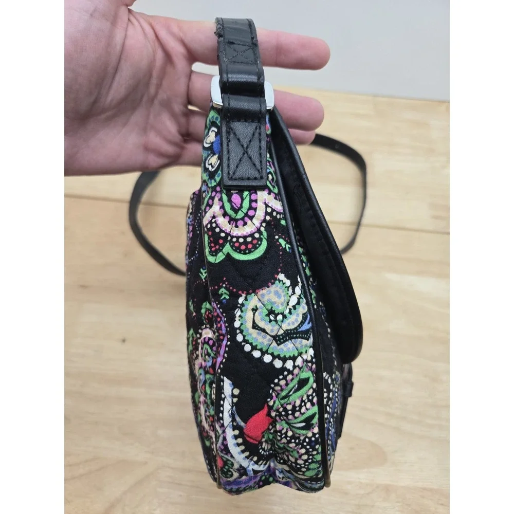 Vera Bradley Slim Saddle Bag Kiev Paisley Black